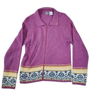 ROXY angora and silk full zip sweater. Size medium excellent used condition.
